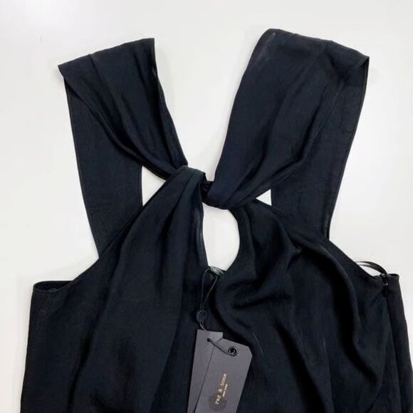 Rag & Bone Collins Sleeveless Top Keyhole Twist  Drapey Crop Black SZ M NWT - Picture 5 of 11